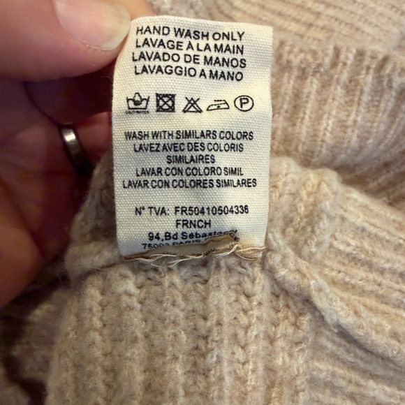FRNCH Paris Wool Blend Tan Sweater Vest, Size Medium - Picture 9 of 10